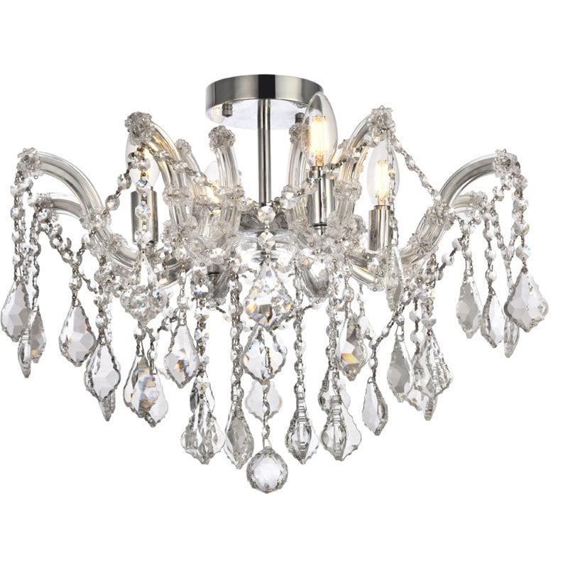 Elegant Lighting Maria Theresa 4 Light Royal Cut Semi Flush Mount in Chrome