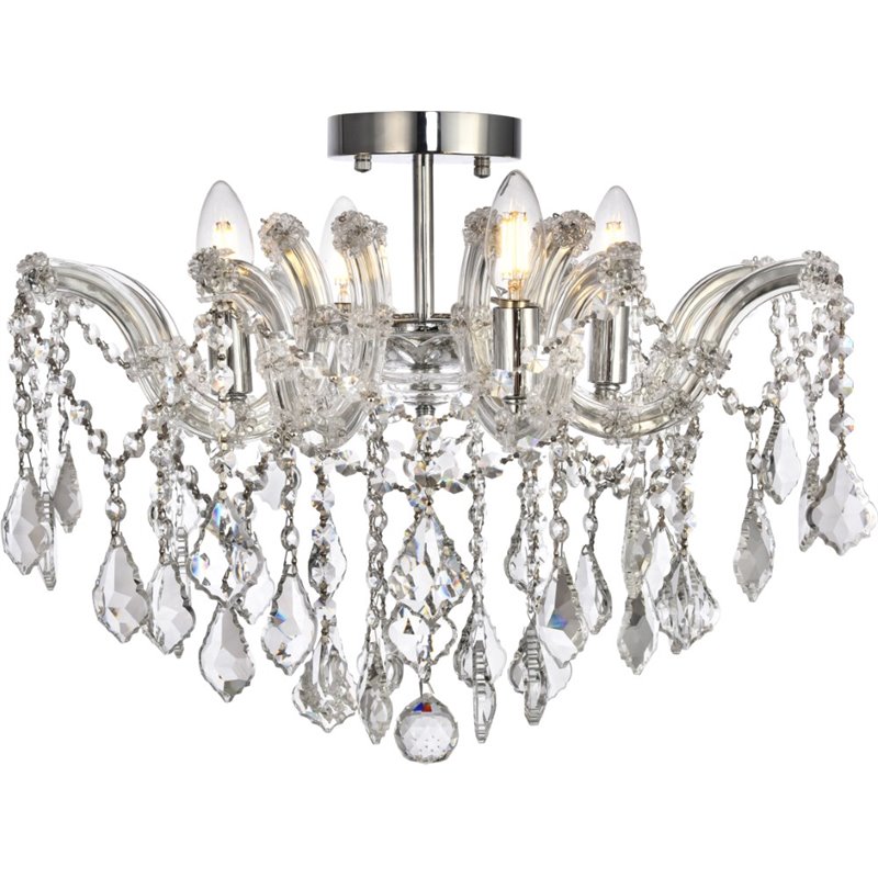 Elegant Lighting Maria Theresa 4 Light Royal Cut Semi Flush Mount in Chrome