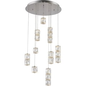 Elegant Lighting Polaris 9 Light Elegant Cut Crystal LED Pendant in Chrome
