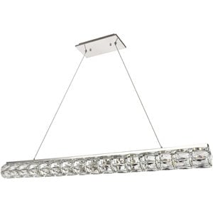 Elegant Lighting Valetta 48.4&quot Royal Cut Crystal LED Island Pendant in Chrome