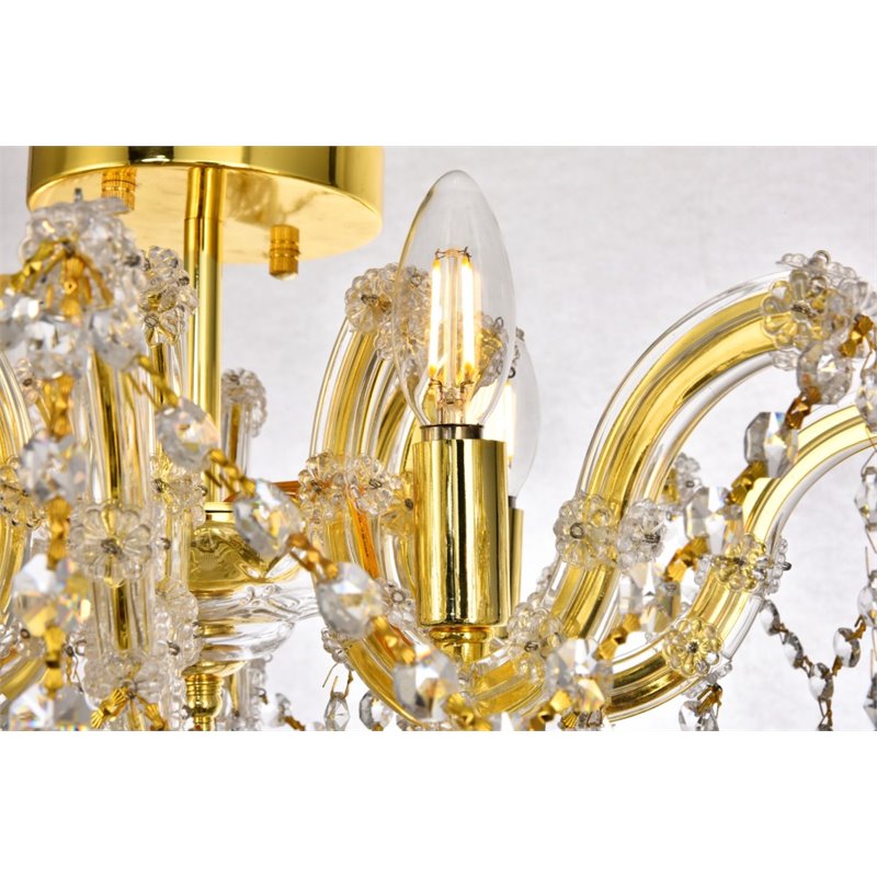 Elegant Lighting Maria Theresa 4 Light Royal Cut Semi Flush Mount in Gold