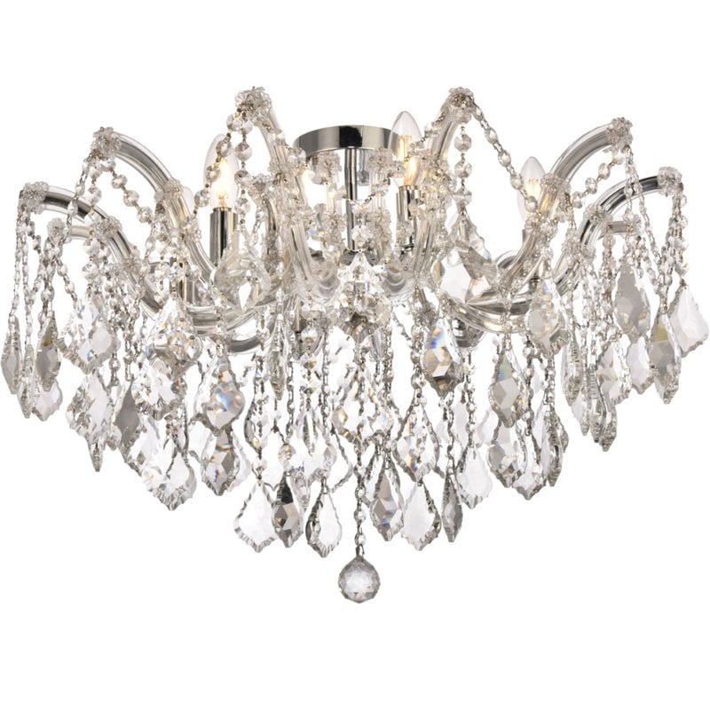 Elegant Lighting Maria Theresa 6 Light Royal Cut Semi Flush Mount in Chrome