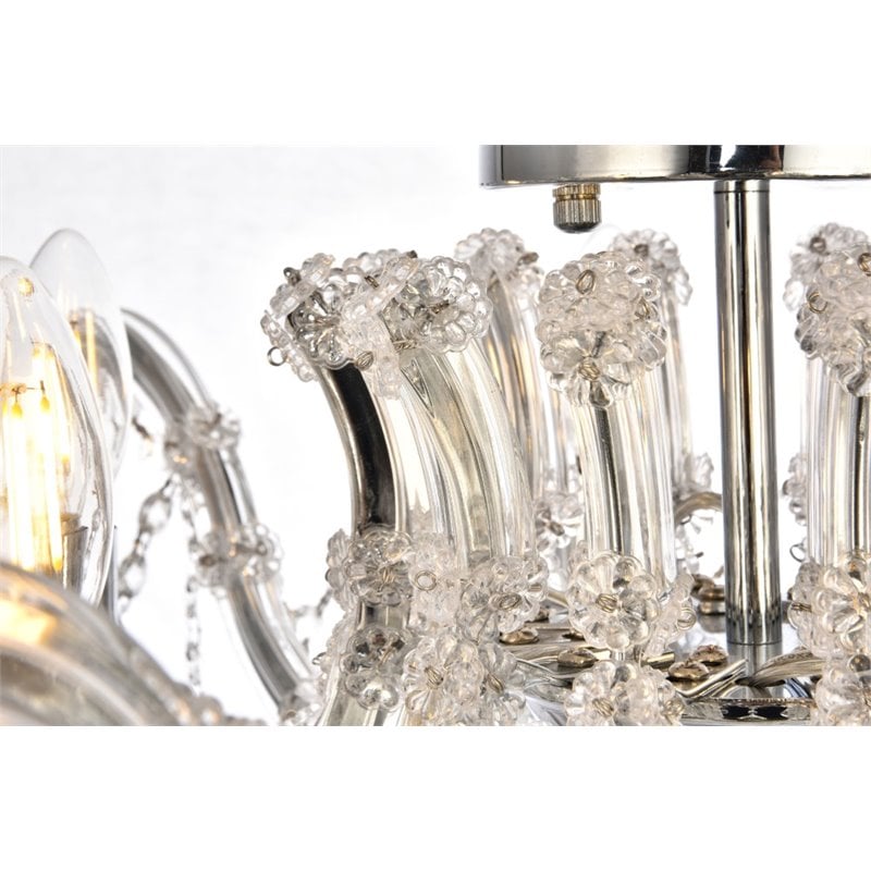 Elegant Lighting Maria Theresa 6 Light Royal Cut Semi Flush Mount in Chrome