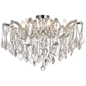 Elegant Lighting Maria Theresa 6 Light Royal Cut Semi Flush Mount in Chrome