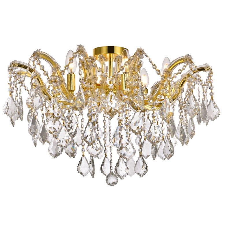 Elegant Lighting Maria Theresa 6 Light Royal Cut Semi Flush Mount in Gold