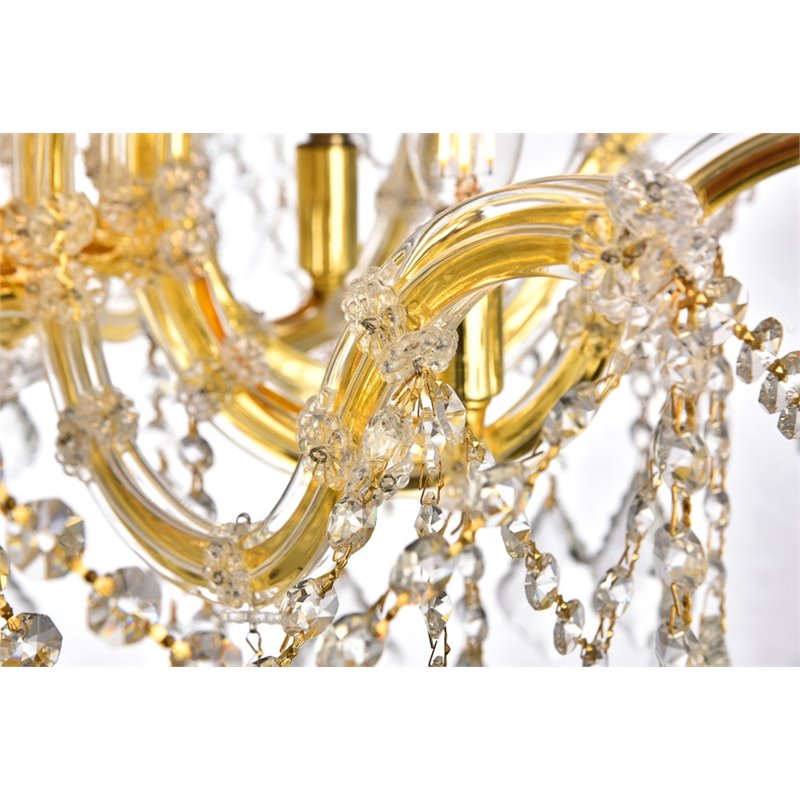 Elegant Lighting Maria Theresa 6 Light Royal Cut Semi Flush Mount in Gold