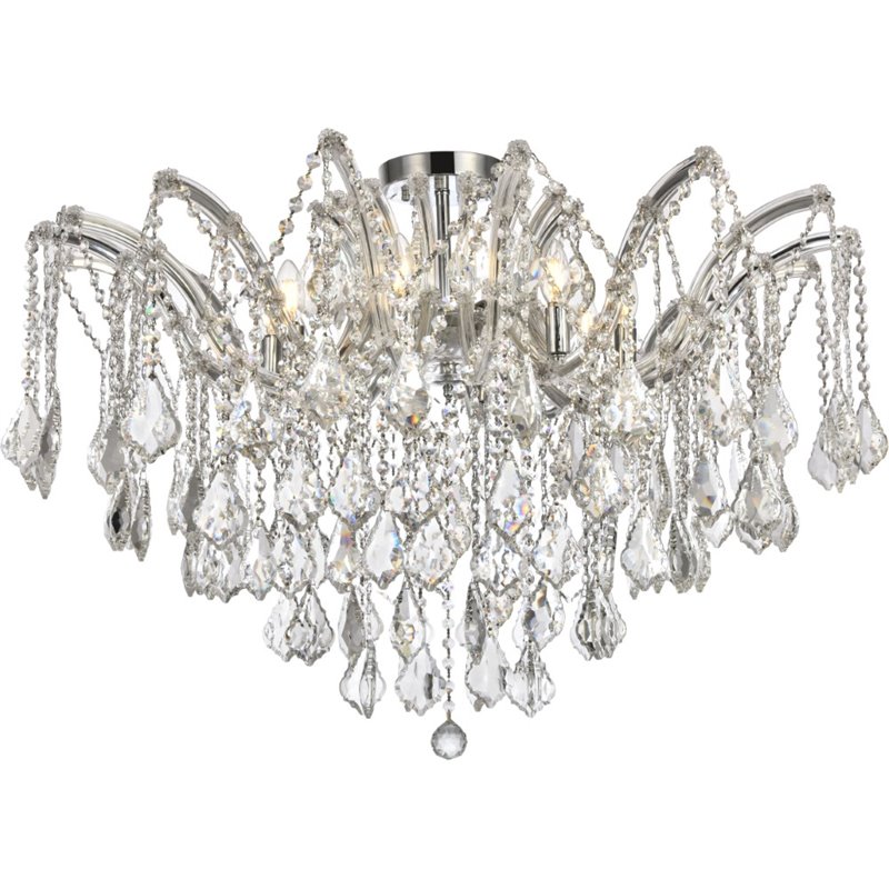 Elegant Lighting Maria Theresa 8 Light Royal Cut Semi Flush Mount in Chrome