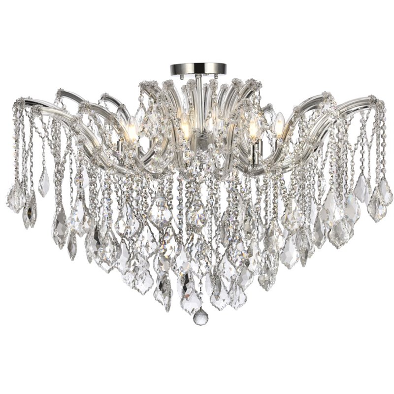 Elegant Lighting Maria Theresa 8 Light Royal Cut Semi Flush Mount in Chrome