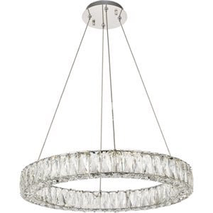Elegant Lighting Monroe 31.1&quot Round Royal Cut Crystal LED Chandelier in Chrome