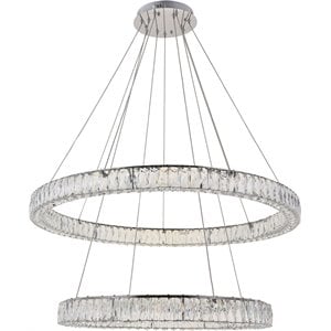 Elegant Lighting Monroe 2 Tier 42&quot Round Royal Cut LED Chandelier in Chrome