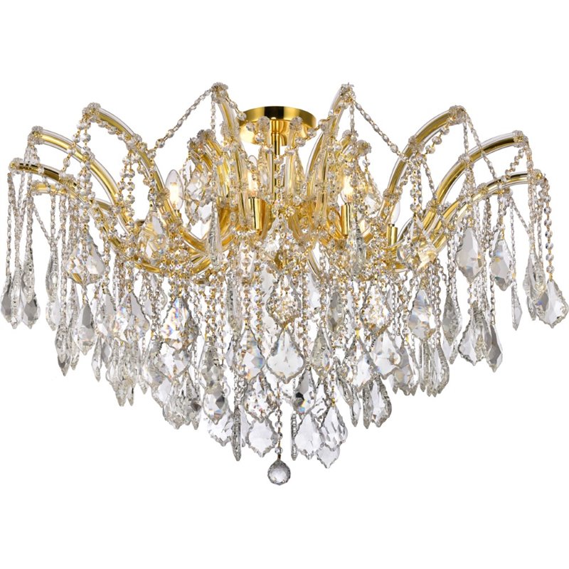 Elegant Lighting Maria Theresa 8-Light Crystal & Steel Semi Flush Mount in Gold