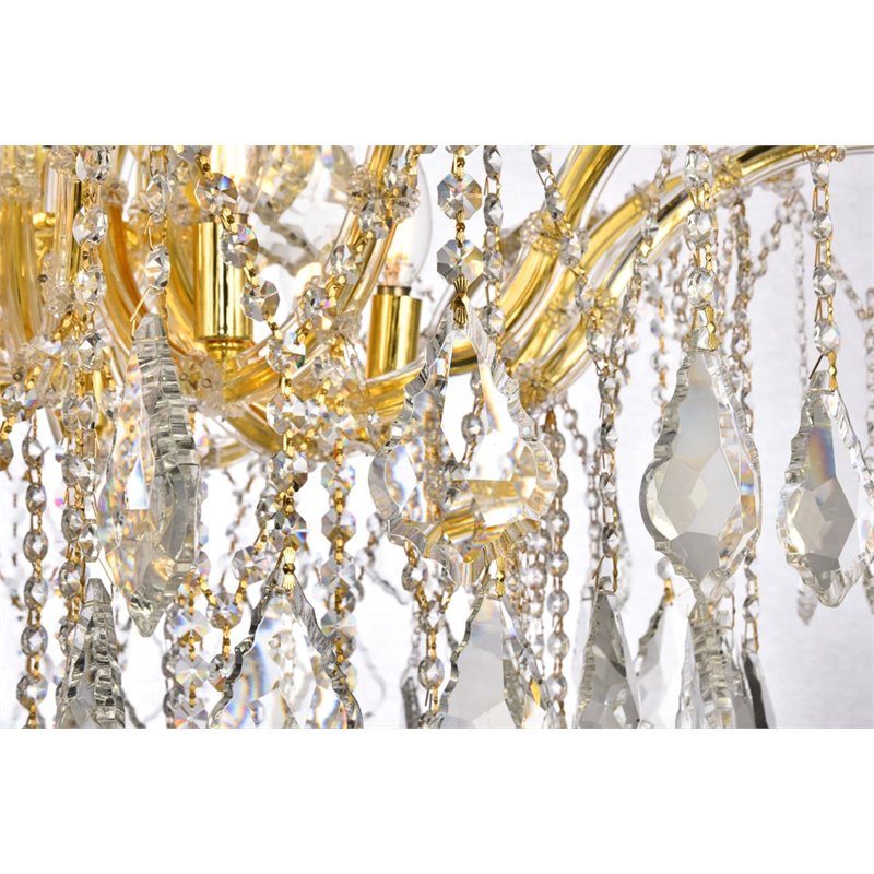 Elegant Lighting Maria Theresa 8-Light Crystal & Steel Semi Flush Mount in Gold