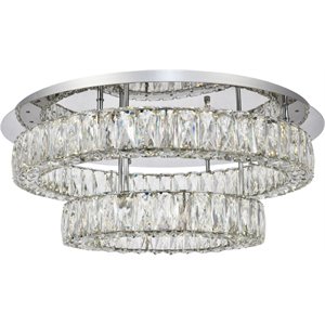 Elegant Lighting Monroe 2 Tier 25.6&quot Round Royal Cut LED Flush Mount in Chrome