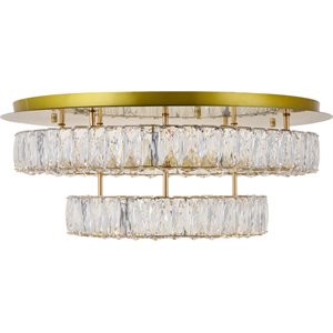 elegant lighting monroe round royal cut clear crystal led flush mount in gold