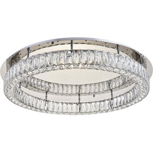 Elegant Lighting Monroe 34&quot Round Royal Cut Crystal LED Flush Mount in Chrome