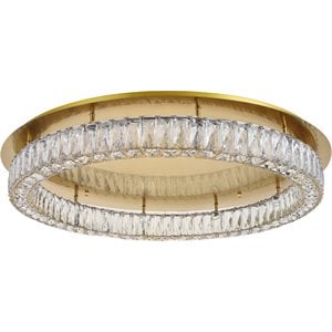 elegant lighting monroe round royal cut clear crystal led flush mount in gold