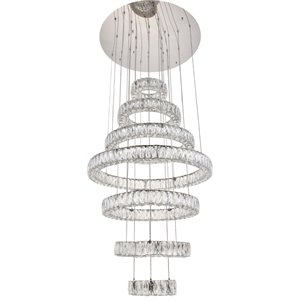 Elegant Lighting Monroe 7 Tier 34&quot Round Royal Cut LED Chandelier in Chrome