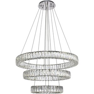 elegant lighting monroe round royal cut clear crystal led chandelier in chrome