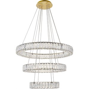 elegant lighting monroe round royal cut clear crystal led chandelier in gold