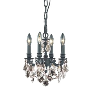 Elegant Lighting Lille 4-Light Brass & Crystal Chandelier in Dark Bronze