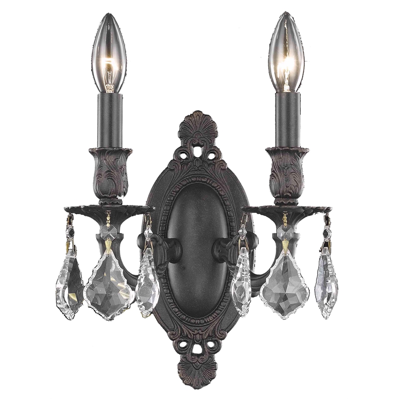 Elegant Lighting Rosalia 2 Lights Traditional Metal Wall Sconce in Bronze