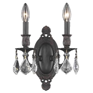 Elegant Lighting Rosalia 2 Lights Traditional Metal Wall Sconce in Bronze