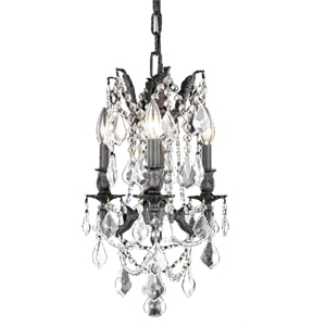 Elegant Lighting Rosalia 3 Lights Traditional Brass Chandelier in Bronze