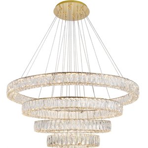elegant lighting monroe round royal cut clear crystal led chandelier in gold