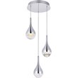 Elegant Lighting Amherst 3 Light Clear LED Pendant in Chrome