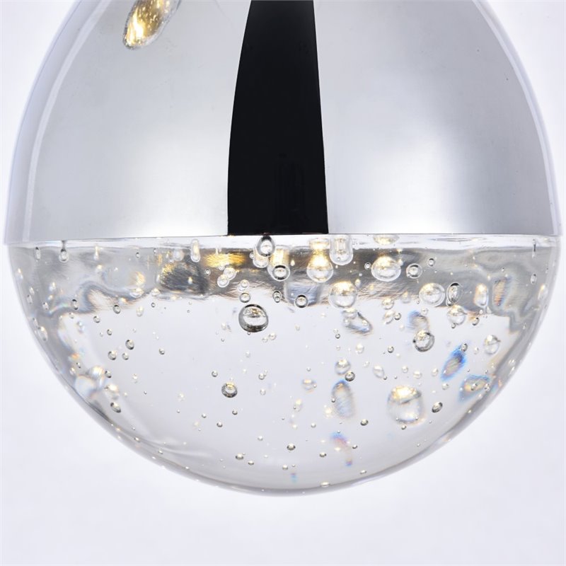 Elegant Lighting Amherst 3 Light Clear LED Pendant in Chrome