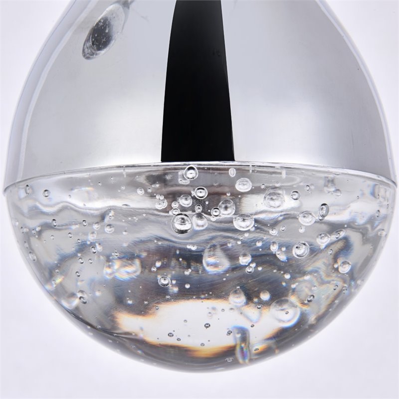 Elegant Lighting Amherst 3 Light Clear LED Pendant in Chrome