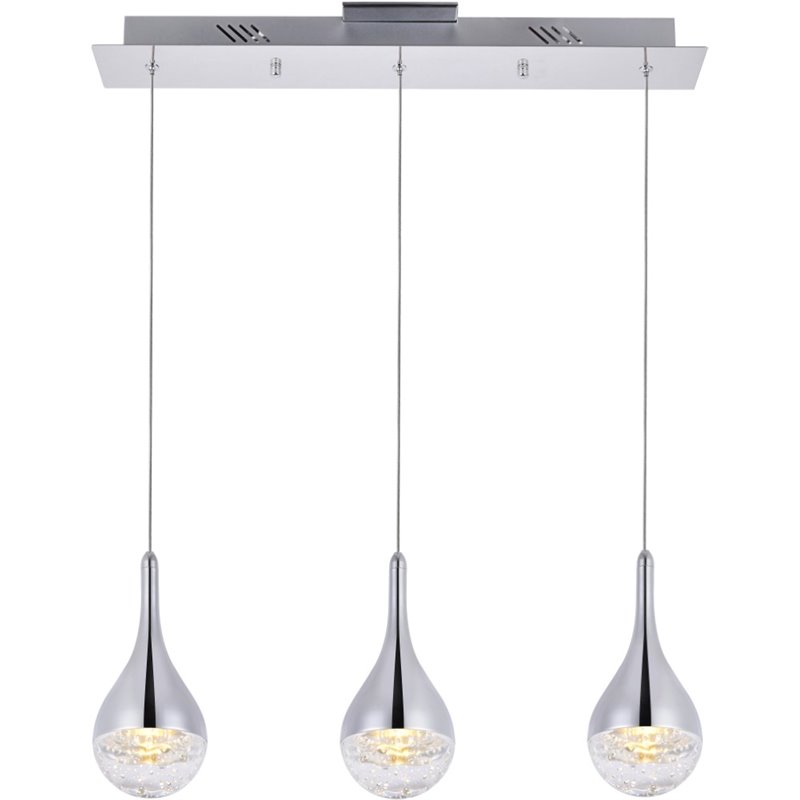 Elegant Lighting Amherst 3 Light Clear LED Island Pendant in Chrome