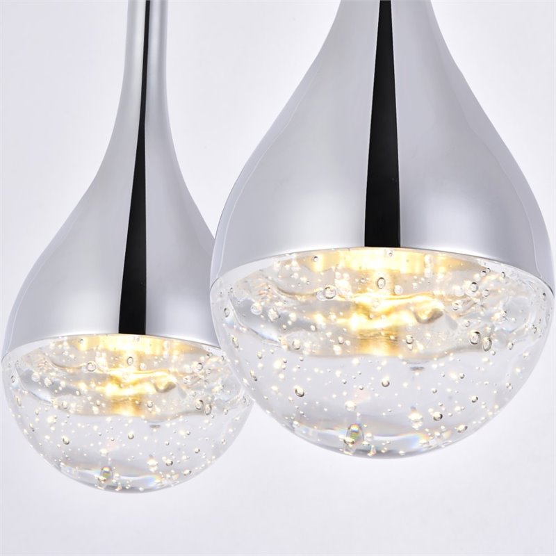Elegant Lighting Amherst 3 Light Clear LED Island Pendant in Chrome