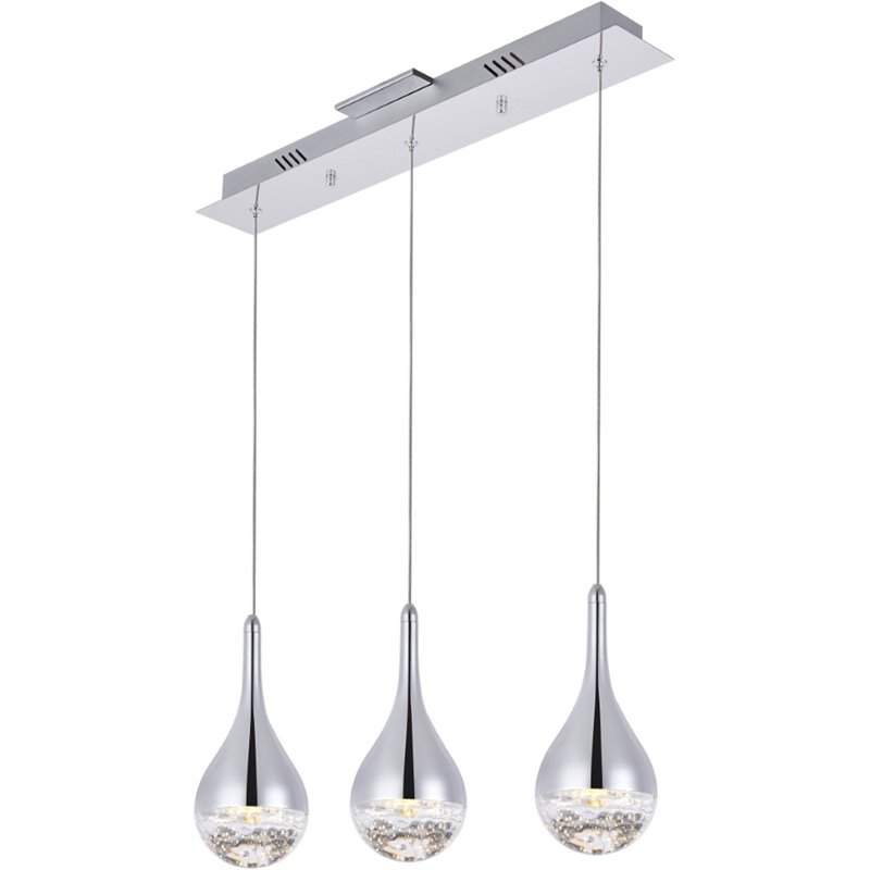Elegant Lighting Amherst 3 Light Clear LED Island Pendant in Chrome