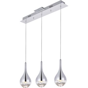 elegant lighting amherst 3 light clear led island pendant in chrome