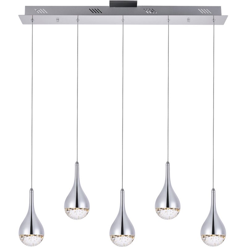 Elegant Lighting Amherst 5 Light Clear LED Island Pendant in Chrome