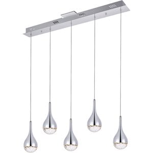 elegant lighting amherst 5 light clear led island pendant in chrome