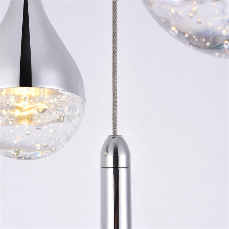 Elegant Lighting Amherst 9 Light Clear LED Pendant in Chrome