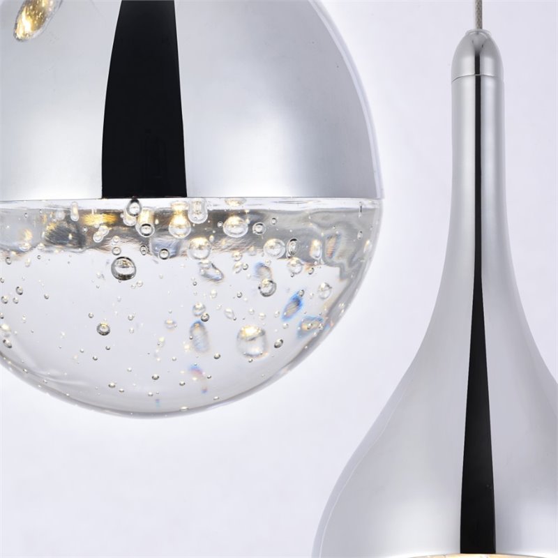 Elegant Lighting Amherst 9 Light Clear LED Pendant in Chrome