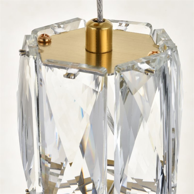 Elegant Lighting Polaris 12 Light Royal Cut Crystal LED Pendant in Gold