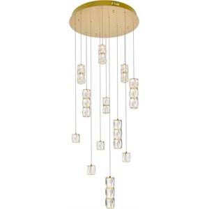 Elegant Lighting Polaris 12 Light Royal Cut Crystal LED Pendant in Gold