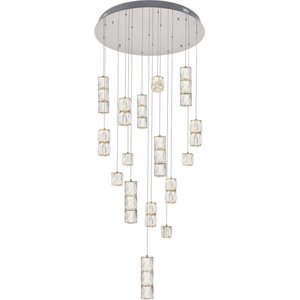 Elegant Lighting Polaris 16 Light Royal Cut Crystal LED Pendant in Chrome