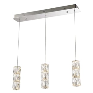 Elegant Lighting Polaris 3 Light Elegant Cut LED Island Pendant in Chrome