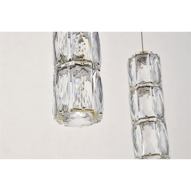 Elegant Lighting Polaris 3 Light Elegant Cut LED Island Pendant in Chrome