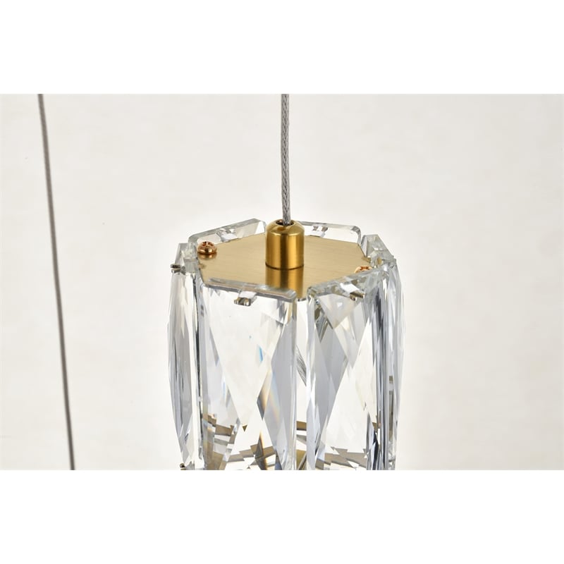 Elegant Lighting Polaris 3 Light Elegant Cut LED Island Pendant in Chrome