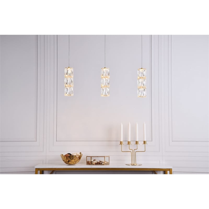 Elegant Lighting Polaris 3 Light Elegant Cut LED Island Pendant in Chrome