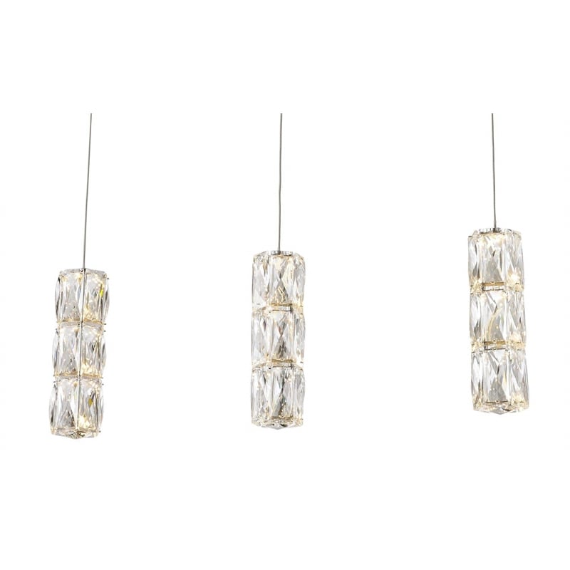Elegant Lighting Polaris 3 Light Elegant Cut LED Island Pendant in Chrome