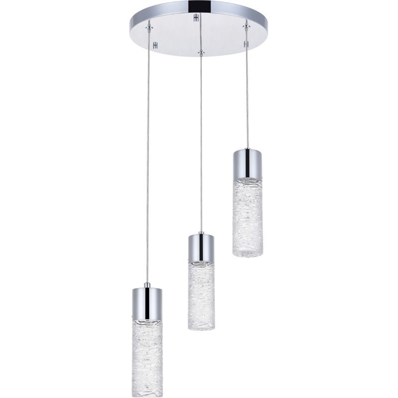 Elegant Lighting Constellation 3 Light Clear LED Pendant in Chrome