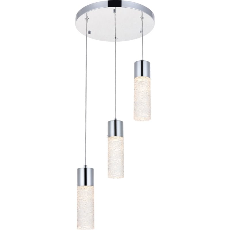 Elegant Lighting Constellation 3 Light Clear LED Pendant in Chrome