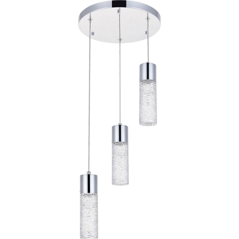 Elegant Lighting Constellation 3 Light Clear LED Pendant in Chrome